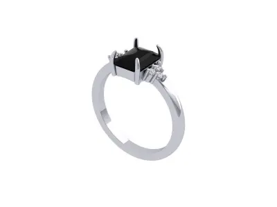 Radiant Solitaire Ring 3D print model 4