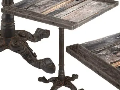Square Vintage Restaurant Table 3D model