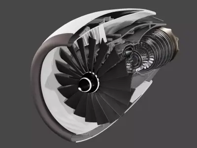 Rotating jet engine 3D model