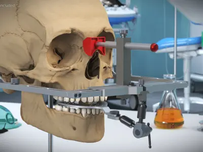 Dental Facebow Assembly on Skull 3D model