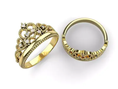 Crown Ring Band WR 09 3D print model