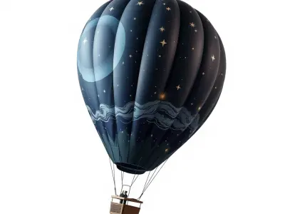 Celestial-Themed Hot Air Balloon Model Pack Low-poly 3D model