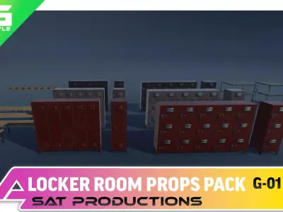 Game Ready Locker Room Props Pack Low-poly 3D model