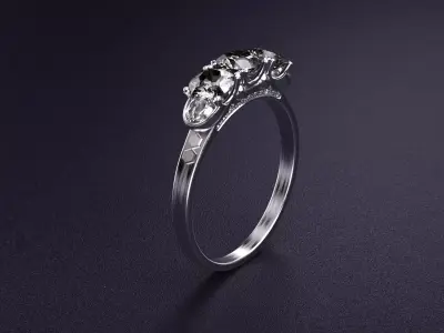 Diamond pear ring solitare rose gold fashion woman industrial 3D model