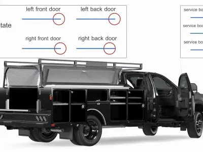 Black Chassis Cab with Service Body Rigged 3D model