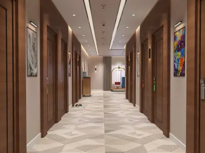 Interior Hotel Corridor Scene 02 3D model