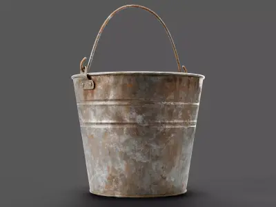   Dirty Rusty Metal Bucket Low-poly 3D model