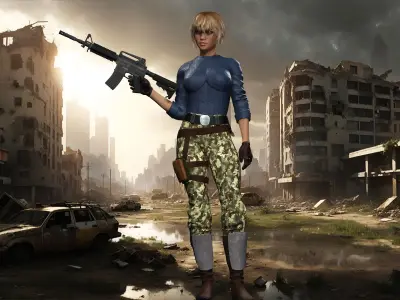 female soldier full rigged - game ready - animated Low-poly 3D model