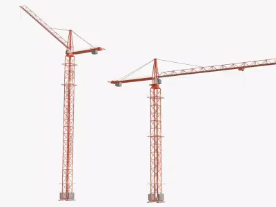 Tower Crane Modular - Red Low-poly 3D model