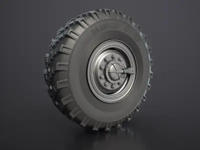Ural-375 Truck Wheel High-Poly 3D model
