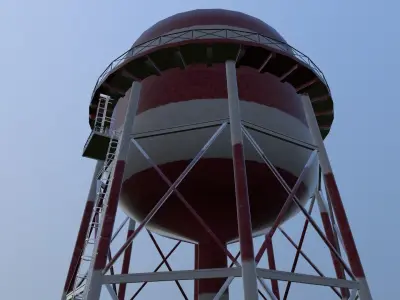 Industrial Water Tower Airport Low-poly 3D model
