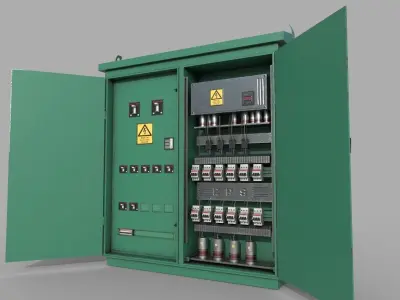 Electric Fuse Box Green Low-poly 3D model