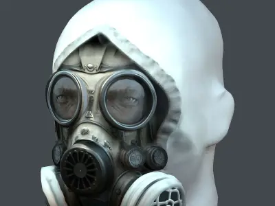 Gas mask helmet 3d model military combat fantasy cyborg Low-poly 3D model get