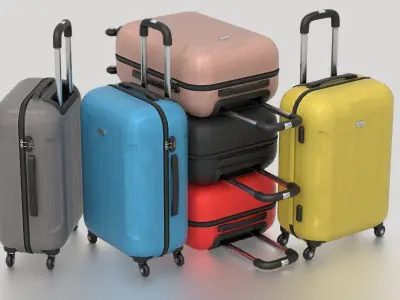 Suitcare suitcase on wheels Low-poly 3D model