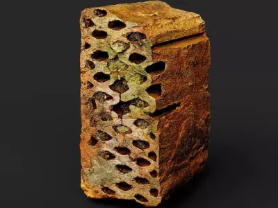 brick debris old ruins detail part PBR photogrammetry Low-poly 3D model