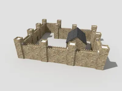 low poly medieval castle Low-poly 3D model
