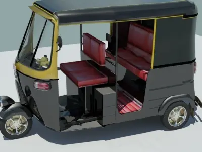 Indina auto rickshaw black 3D model