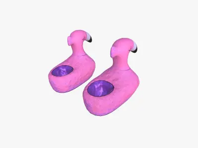 Slippers C07 Pink Blue Flamingo - Costume Character Design Low-poly 3D model
