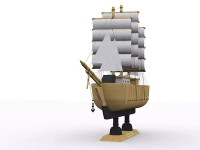 Ship model wooden sailing 3D model