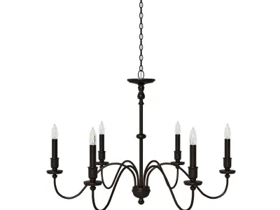 Six Light Chandelier in Matte Black 3D model