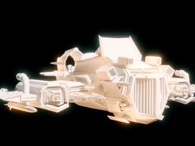 Steampunk Aircraft Low-poly 3D model