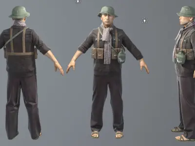 VietnamWar male soldier Low-poly 3D model