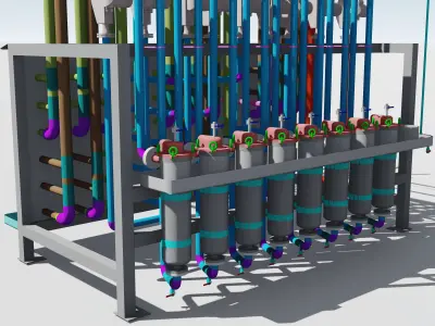 pipe connection room - filter bag - oil 3D model