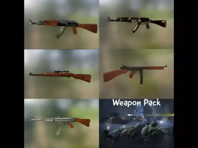 Weapons Pack Low-poly 3D model buy