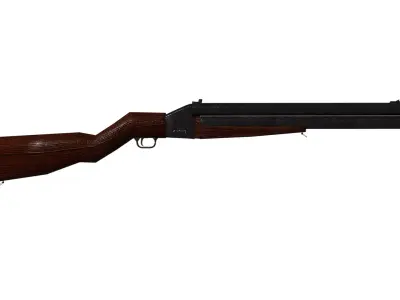 Old Damaged Double Barrel 4Bore Rifle Low-poly 3D model