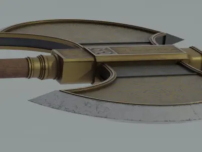 Medieval axe with runes 3D model