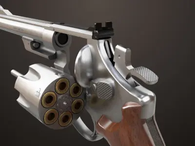 Revolver 01 Model M29 All PBR Unity UE Textures Low-poly 3D model purchase