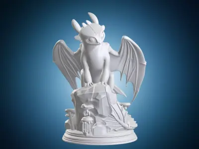 Toothless How to Train Your Dragon Statue on Base 3D print model
