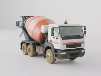 Cement Mixer Truck Concrete Transportation Vehicle 3D model