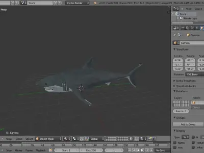 shark made in blender Low-poly 3D model