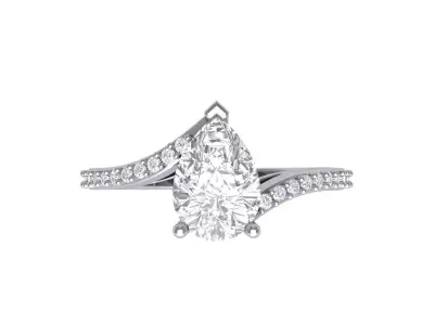 Pear Solitaire Ring 3D print model 2