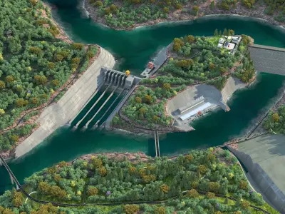 Water Dam-hydraulic complex 3D model