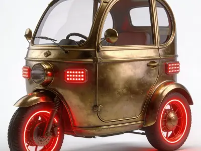 Brass-Scarab Cyber Trike Low Poly 3D Model Low-poly 3D model
