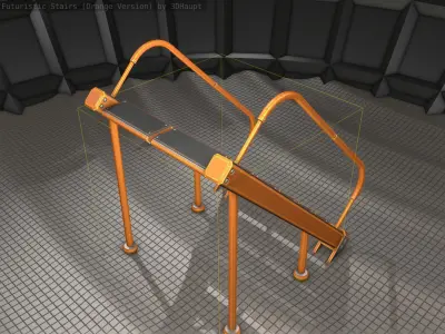 Sci-Fi Stairs - 20- Orange Version  Low-poly 3D model