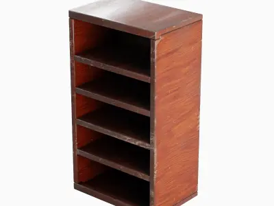 Old Wooden Bookshelf 02 Low-poly 3D model