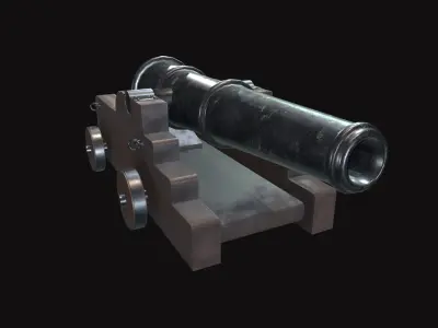Medieval Cannon V04 New Low-poly 3D model