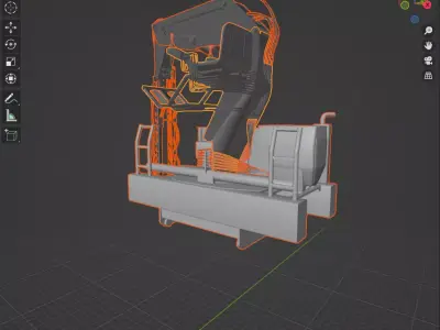 flatbed crane Low-poly 3D model