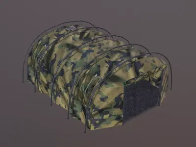 Military tent desert camo great for base - Low poly Low-poly 3D model