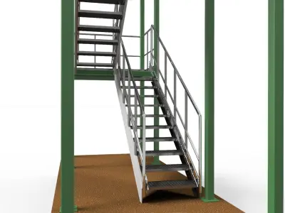Steel Platform and exit stairs 3D model