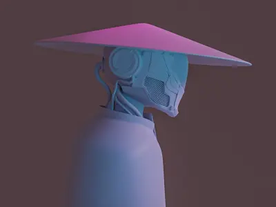 Cyber Samurai Face model Free 3D model