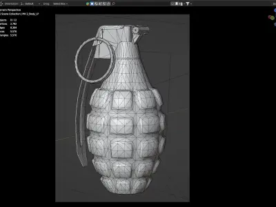 MK-2 hand grenade Low-poly 3D model