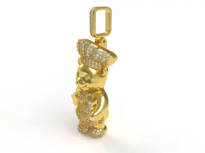 Chef Bear Diamond Hip Hop Pendant 3D print model