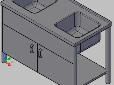 Double compartement kitchen sink Free 3D model