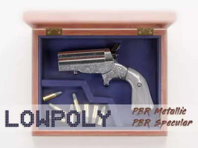 Engraved HJS Frontier Four Derringer Pearl Grip Low-poly 3D model