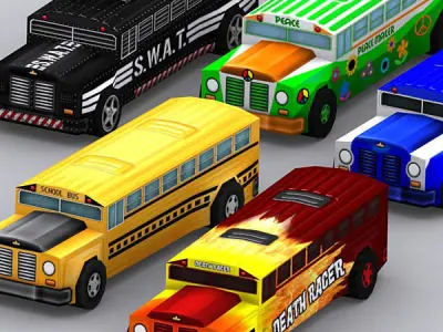 3DRT - Road Rush Busses Low-poly 3D model