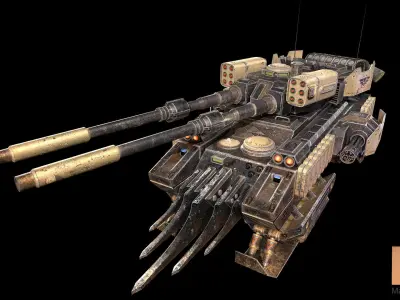 Dystopian Tank Low-poly 3D model
